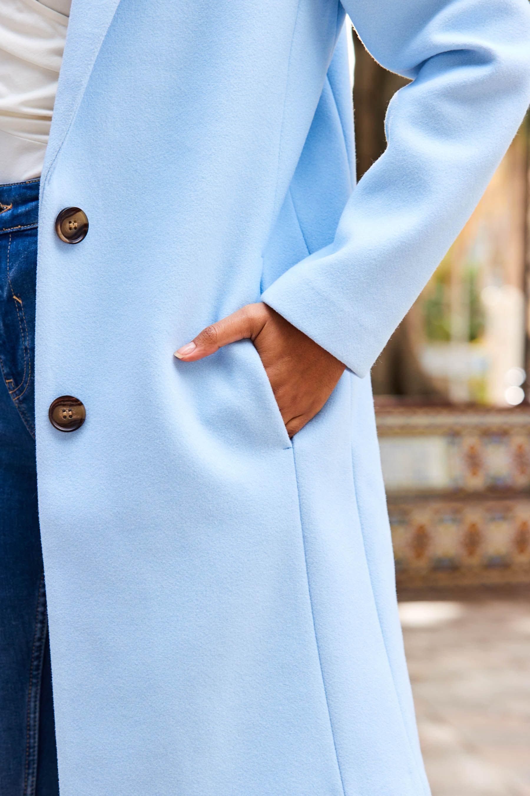 Powder blue ladies coats hot sale