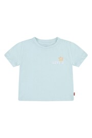 Levi's® Blue Floral Slogan Back Print Logo T-Shirt - Image 1 of 5