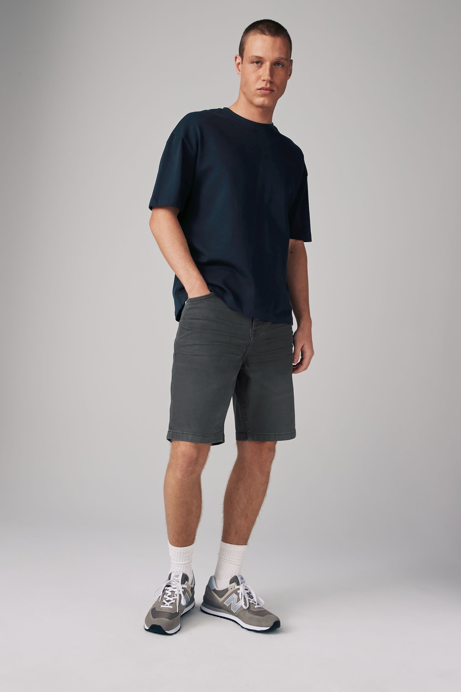 Smoke Grey Garment Dye Denim Shorts - Image 1 of 4