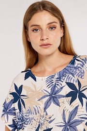 Apricot Blue Ornamental Leaf Short Sleeve Top - Image 4 of 4