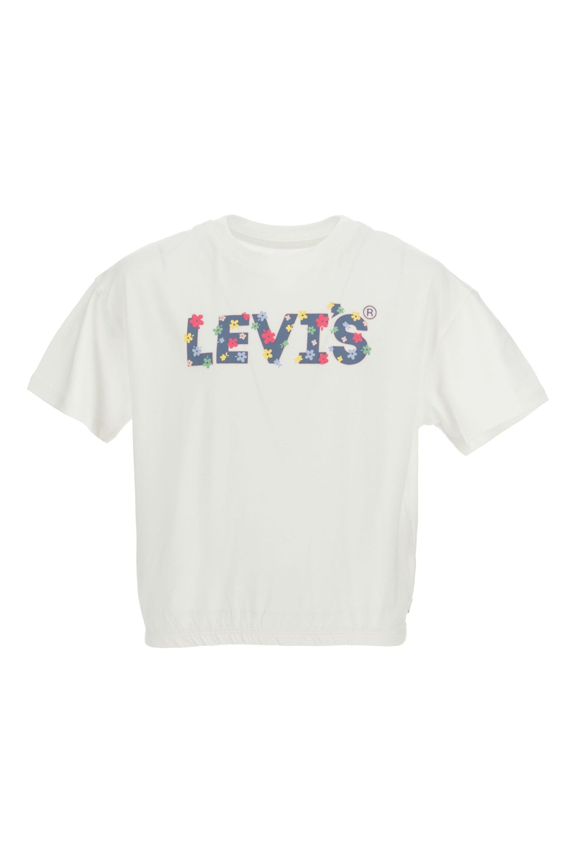 Levi's® White Floral Logo Cropped  T-Shirt - Image 1 of 3