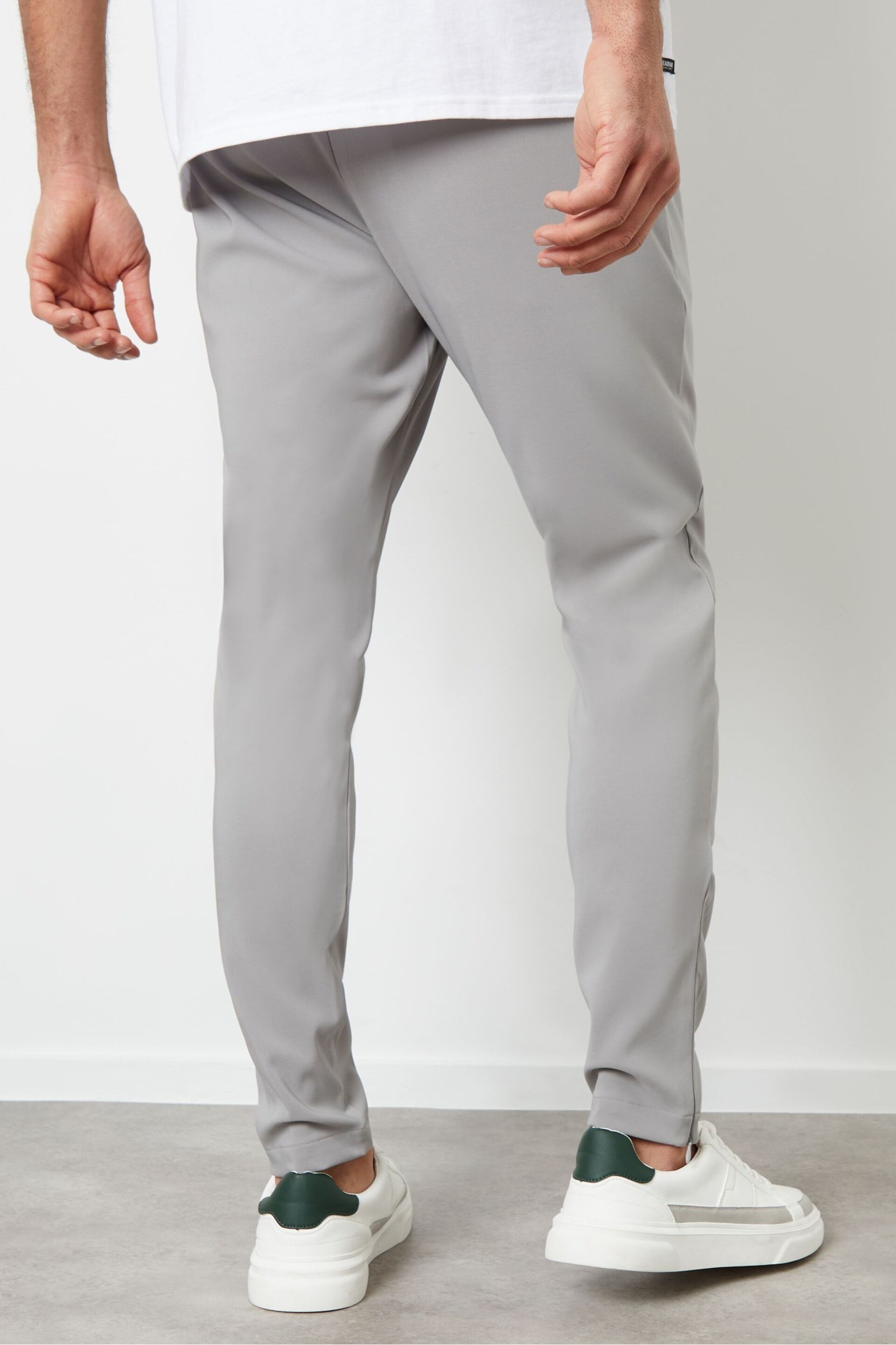 Threadbare Grey Luxe Pull-On Seam Detail Stretch Trousers - Image 2 of 4