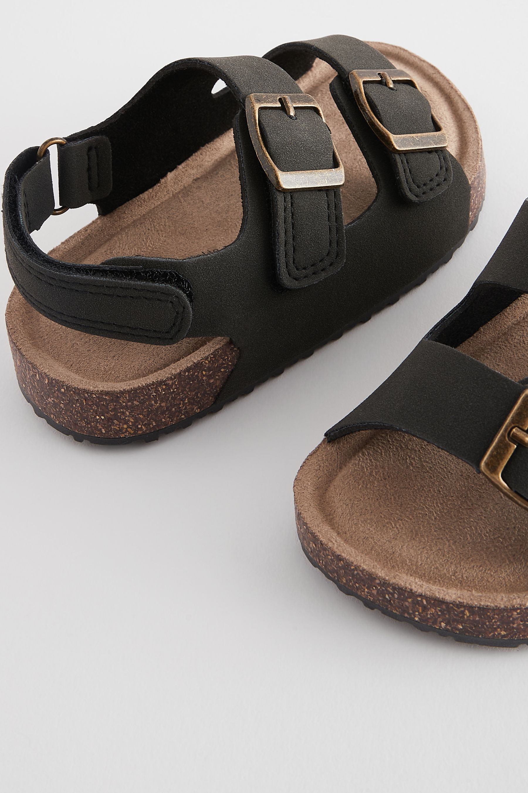Buy Black Wide Fit G Double Buckle Cushioned Footbed Sandals from Next Luxembourg