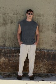 Charcoal Grey Knitted Crochet Regular Fit Tank - Image 3 of 7