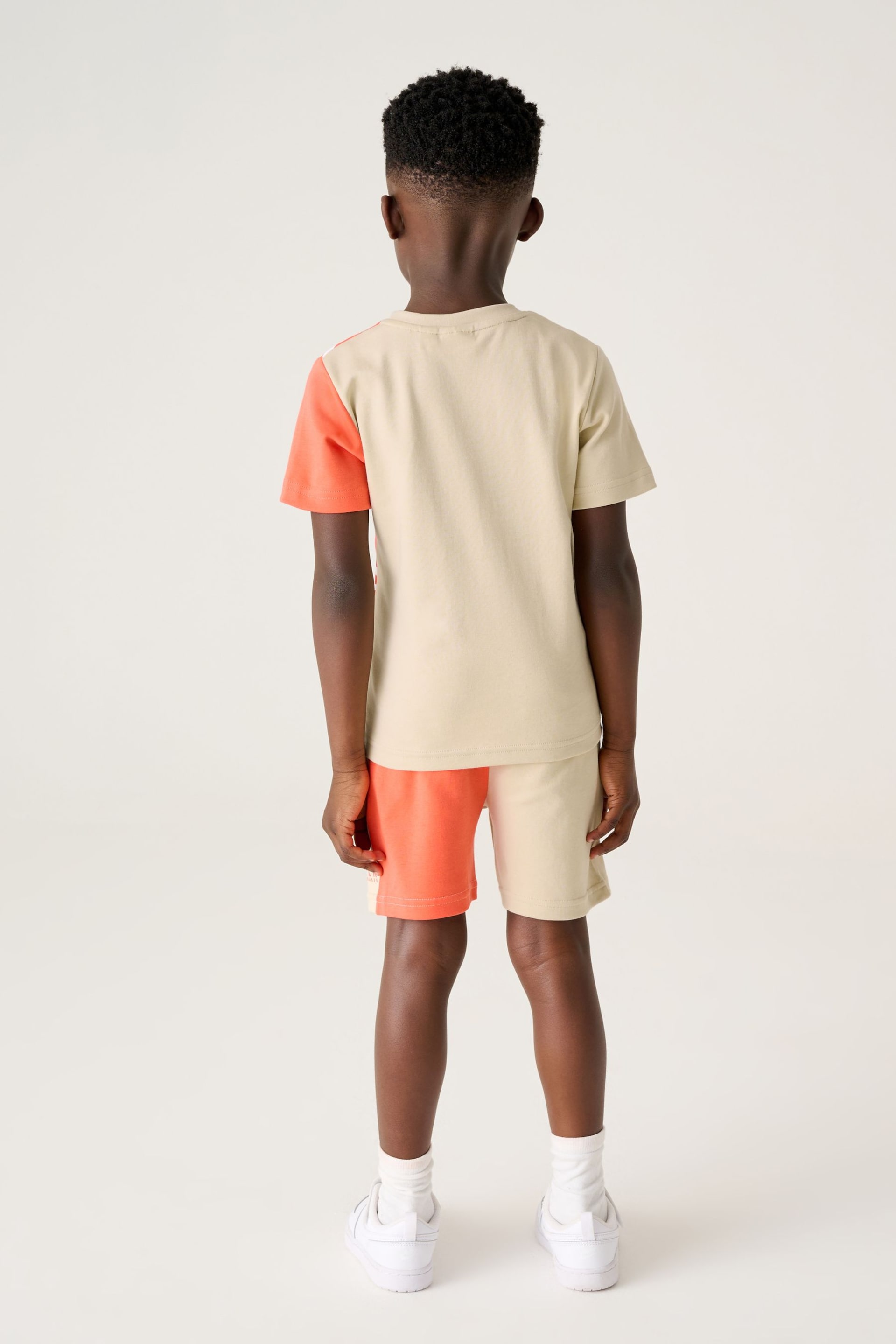Baker by Ted Baker Orange Colourblock T-Shirt And Shorts Set - Image 2 of 8
