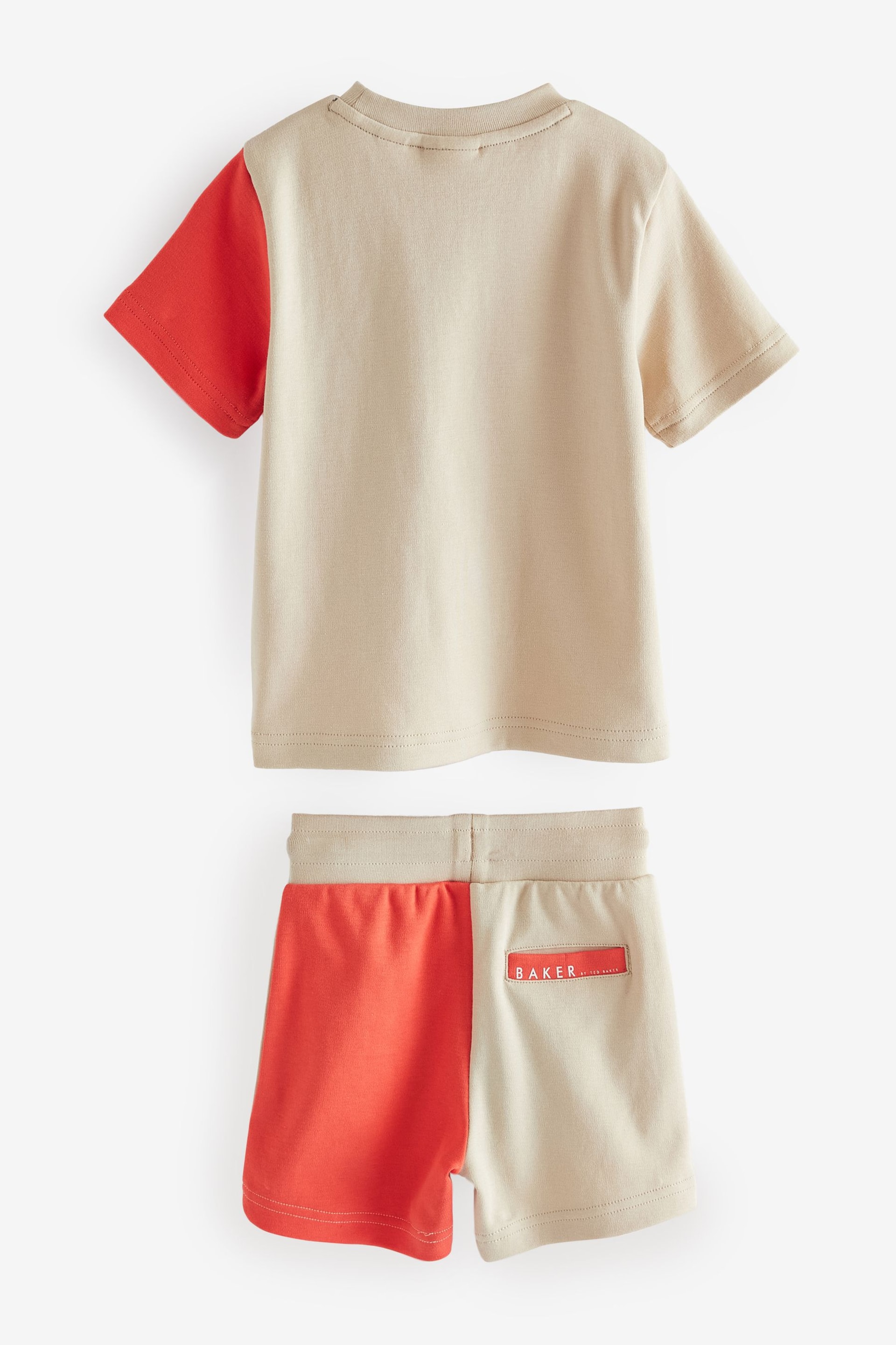 Baker by Ted Baker Orange Colourblock T-Shirt And Shorts Set - Image 7 of 8