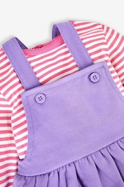 JoJo Maman Bébé Lilac Purple Cat Girls' 2-Piece Appliqué Pinafore Dress & Top Set - Image 3 of 6