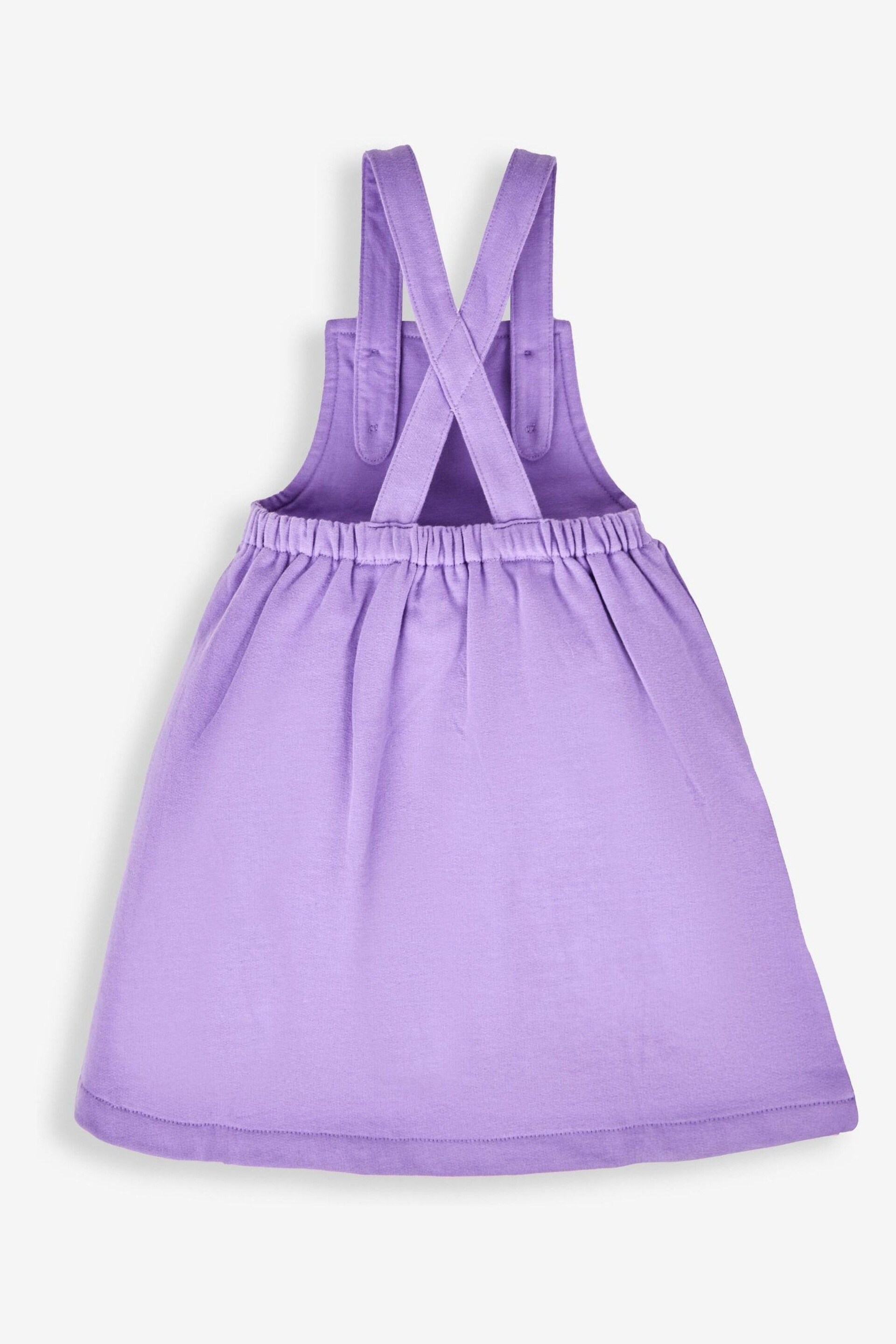 JoJo Maman Bébé Lilac Purple Cat Girls' 2-Piece Appliqué Pinafore Dress & Top Set - Image 5 of 6