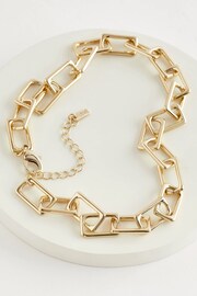 Gold Tone Rectangular Link Chunky Chain Necklace - Image 3 of 5