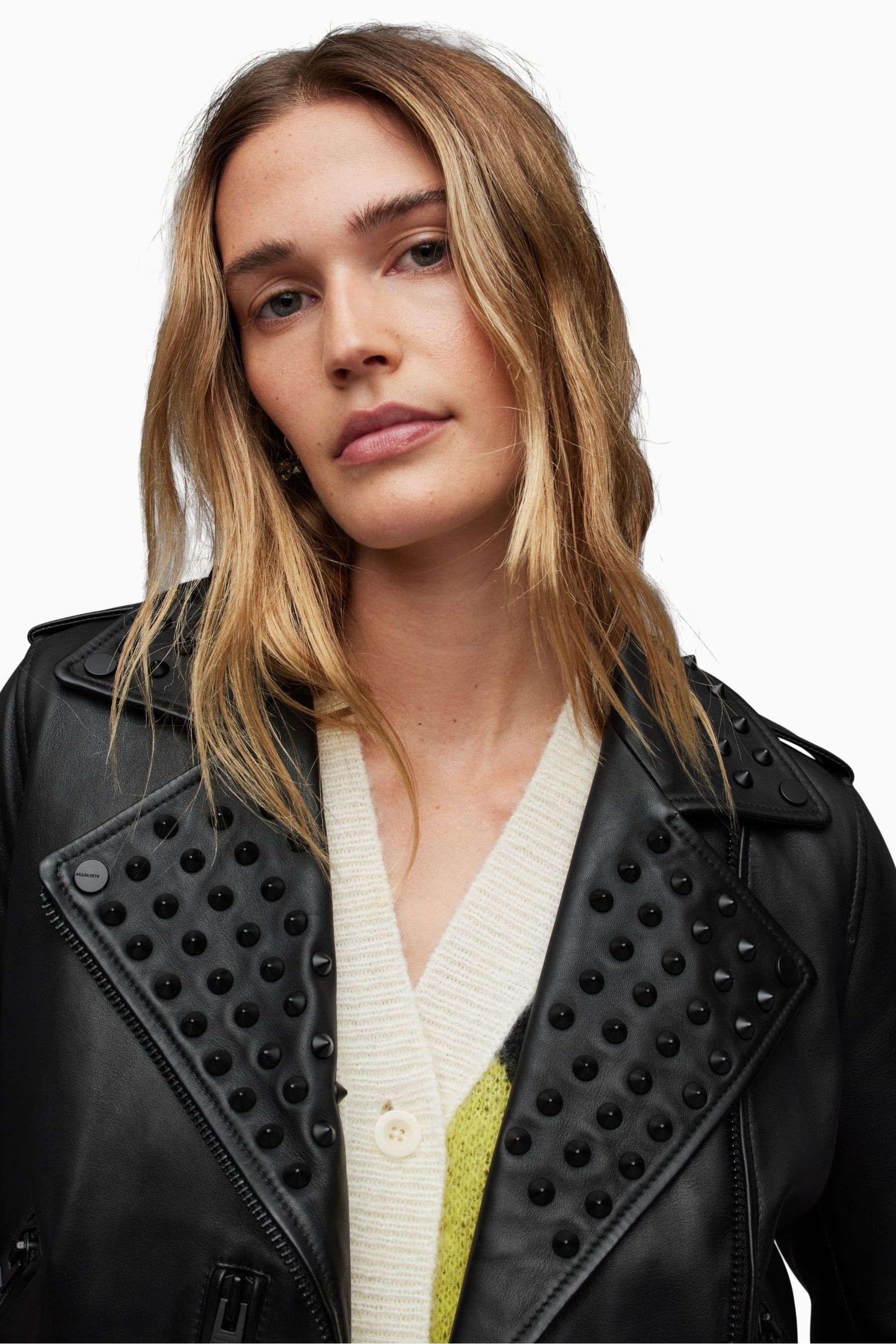 Studded balfern leather biker jacket shop