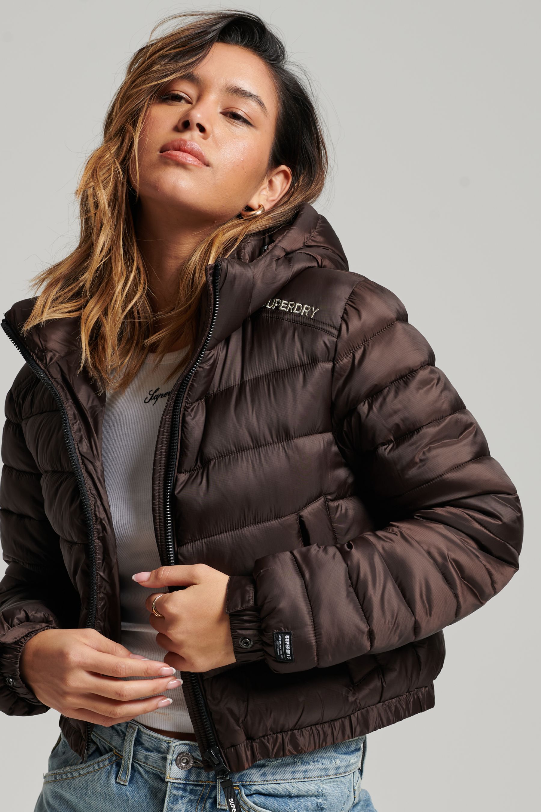 Buy Superdry Brown Lightweight Cropped Sport Padded Jacket from Next Luxembourg