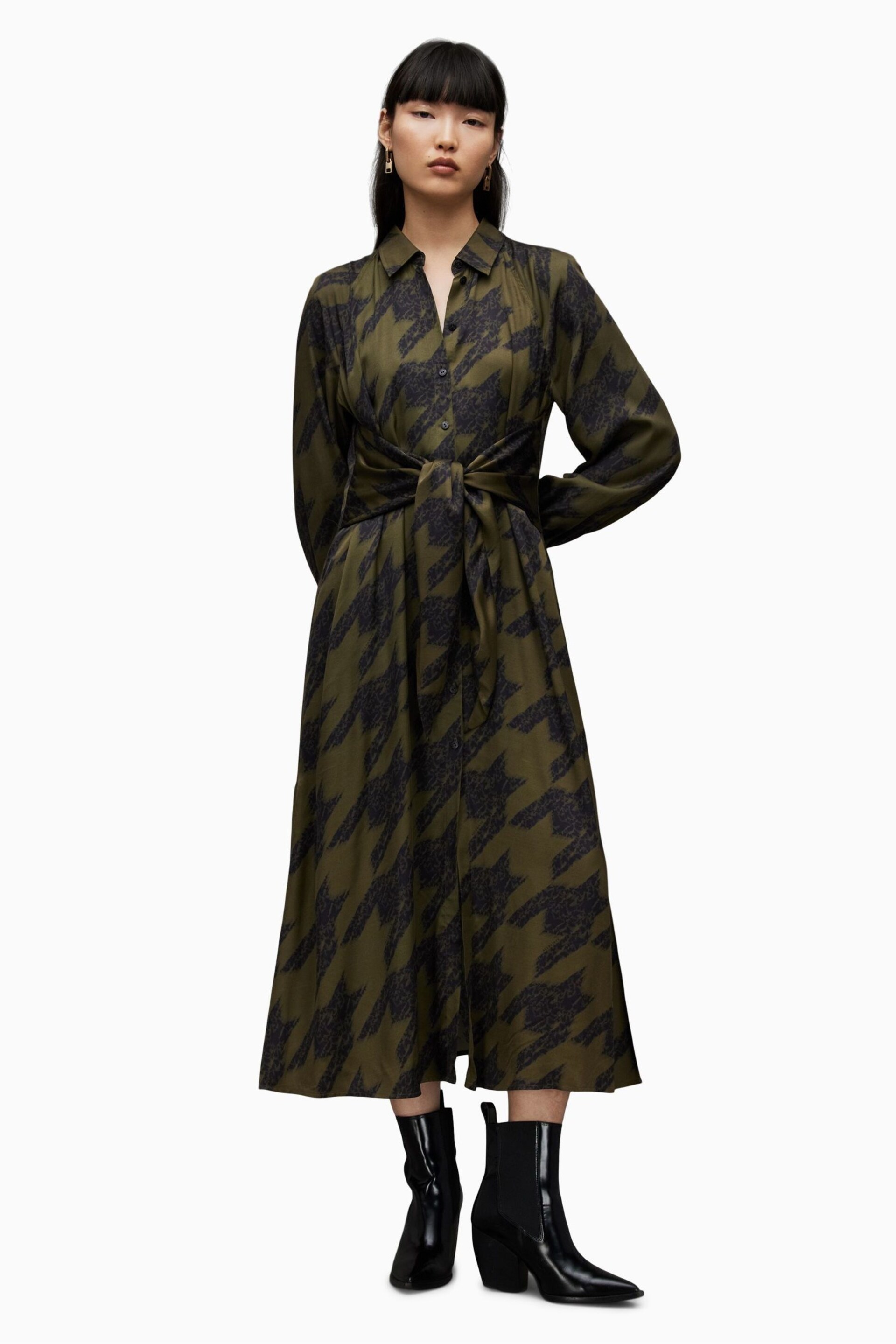 AllSaints Green Clanetta Toni Dress - Image 1 of 8