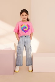 Bright Pink Sequin Heart T-Shirt (3-16yrs) - Image 1 of 8
