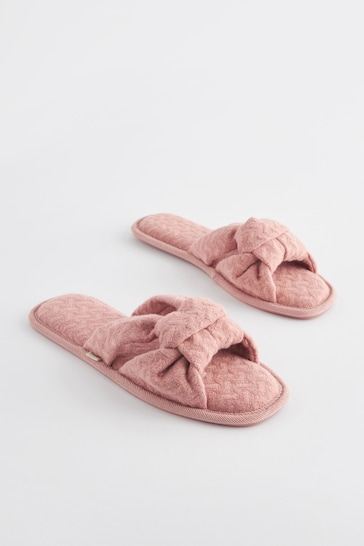 Pink Knot Textured Slider Slippers