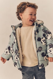 Light Blue Mickey Borg Lined Padded Coat (3mths-7yrs) - Image 2 of 11