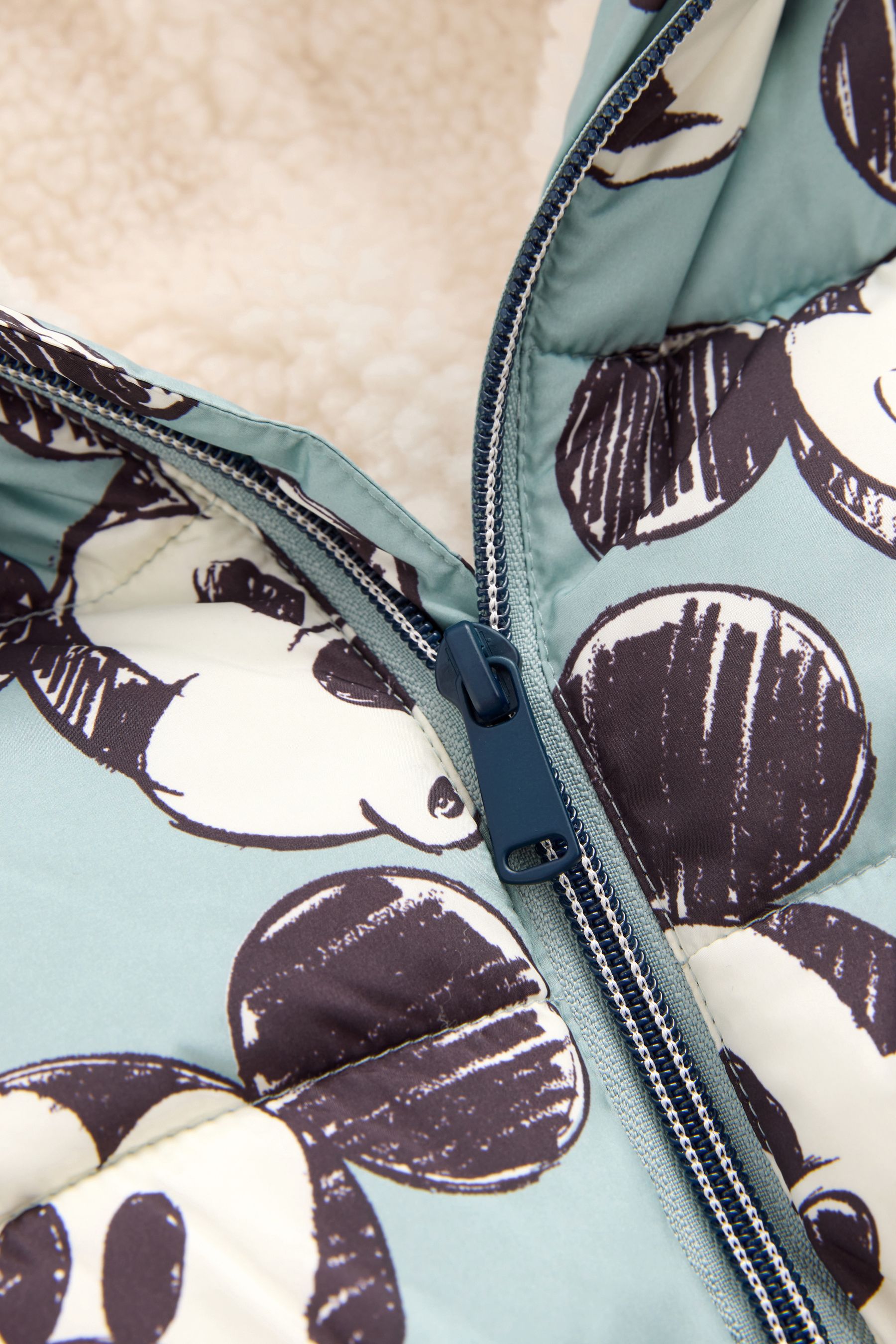 Buy Light Blue Mickey Borg Lined Padded Coat 3mths 7yrs from the Next UK online shop