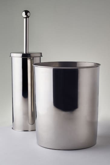 Our House Chrome Toilet Brush And Bin Set