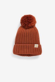 Orange Knitted Rib Pom Hat (3mths-10yrs) - Image 1 of 2