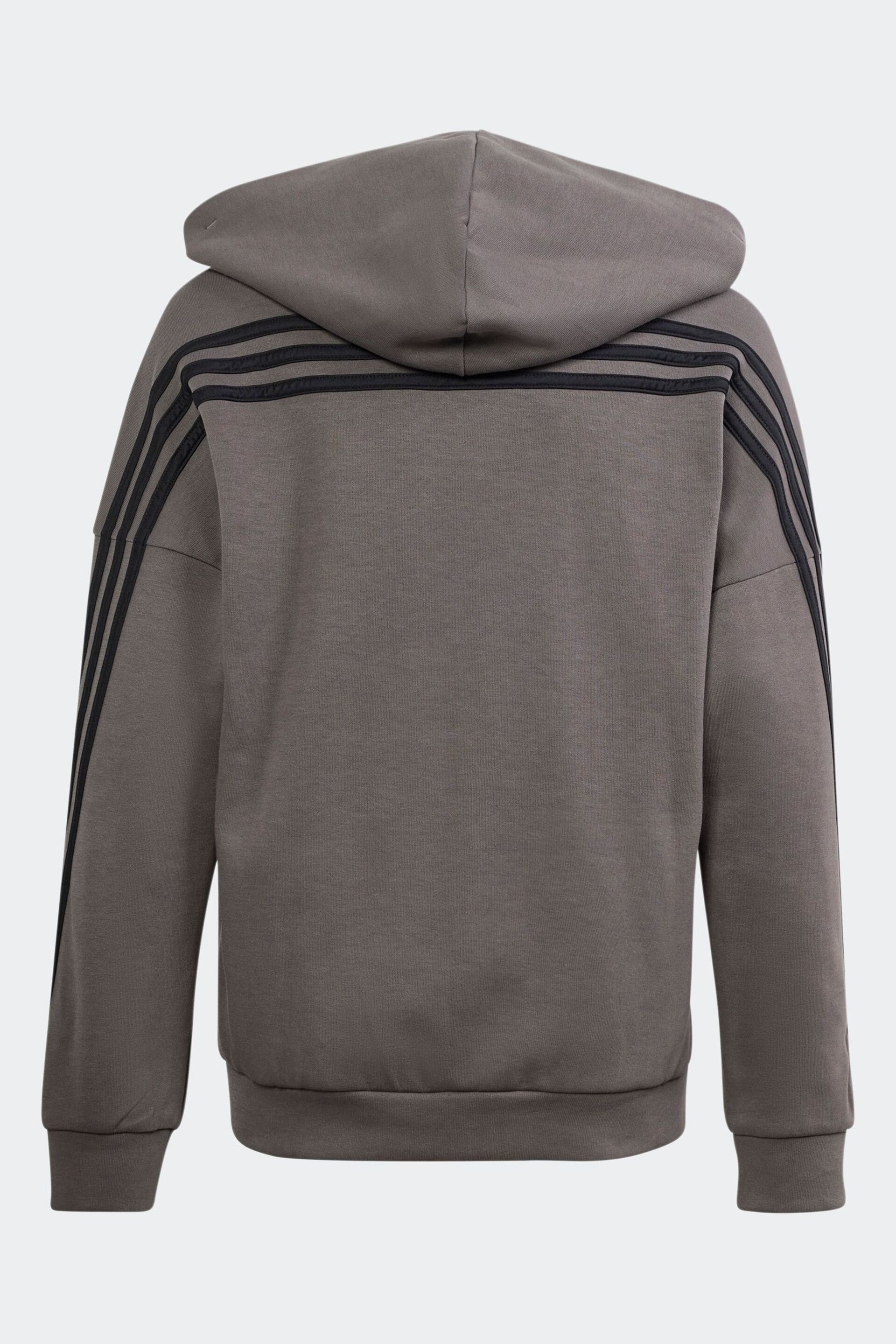 adidas Charcoal Grey Sportswear Future Icons 3-Stripes Full-Zip Hooded Track Top - Image 2 of 5