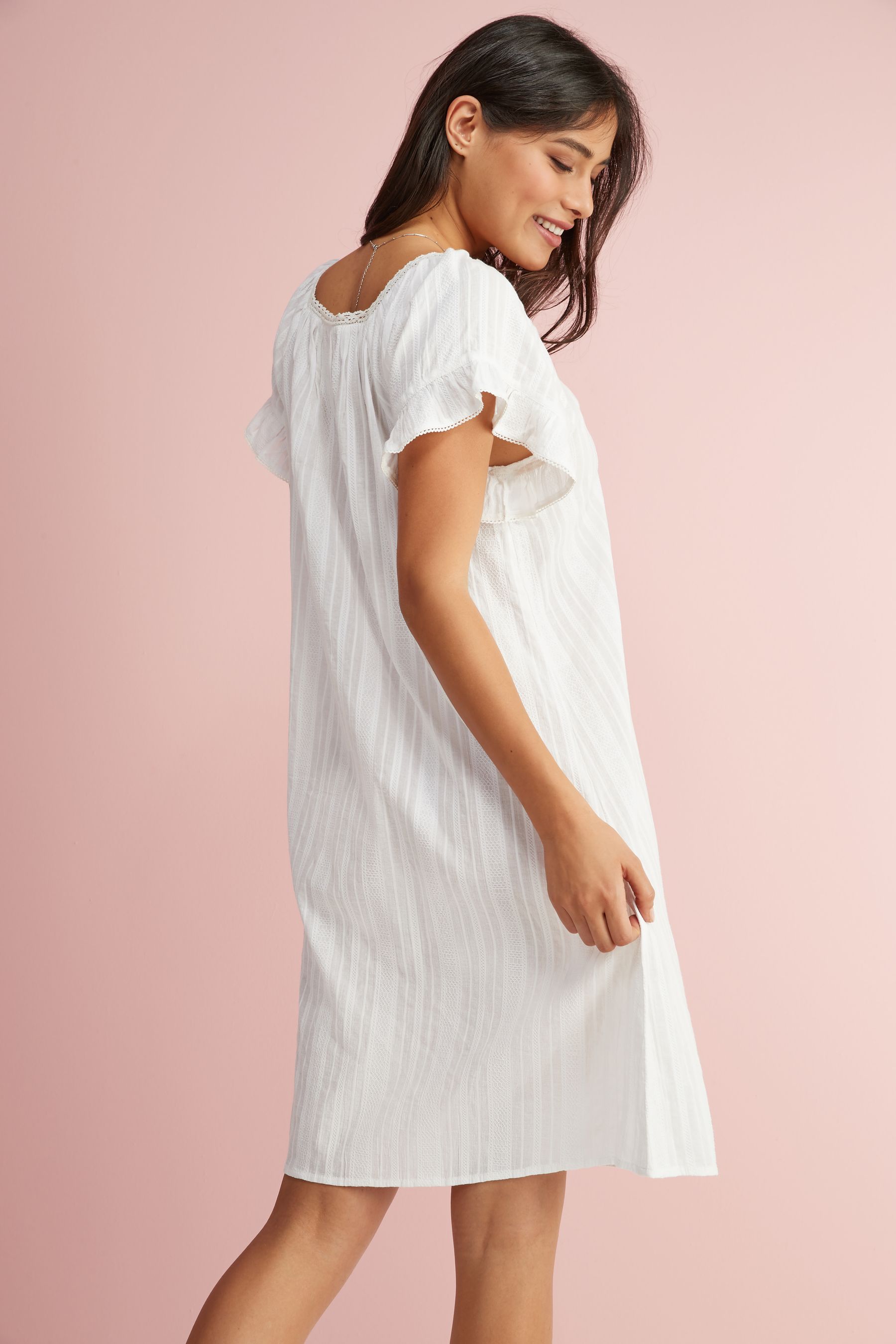 Buy White Square Neck Ruffle Cotton 100 Cotton Nightie Slip from the Next UK online shop