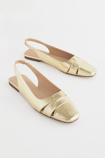 Gold Forever Comfort® Cut-Out Square Toe Slingback Shoes