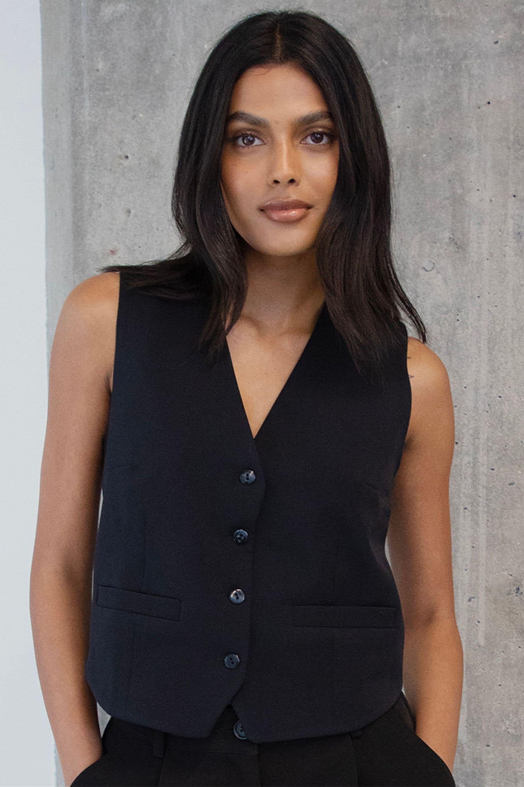 Threadbare Black Tailored Waistcoat
