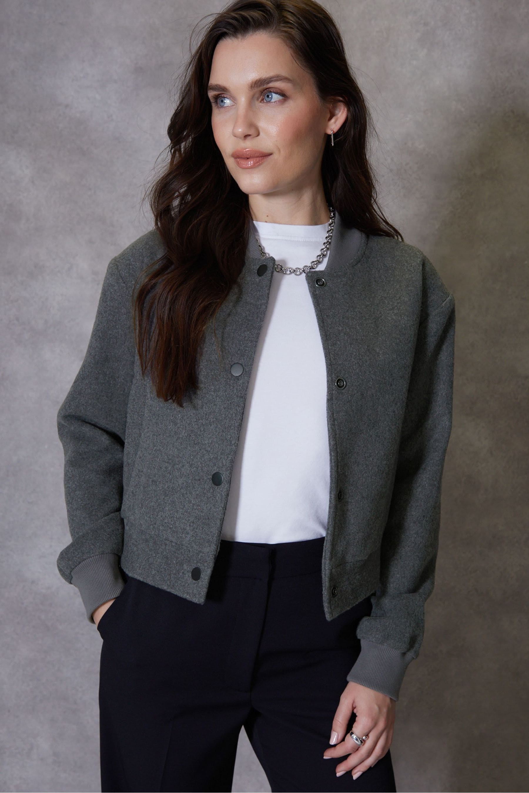 Buy Threadbare Grey Cropped Bomber Jacket from Next Luxembourg