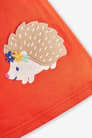 JoJo Maman Bébé Rust Orange Hedgehog Girls' 2-Piece Appliqué Pinafore Dress & Top Set - Image 6 of 6