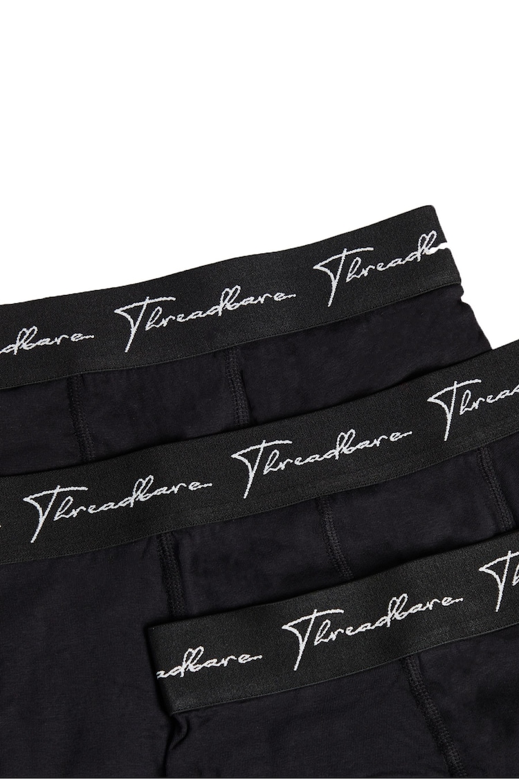 Threadbare Dark Black Hipster Trunks 3 Pack - Image 3 of 3