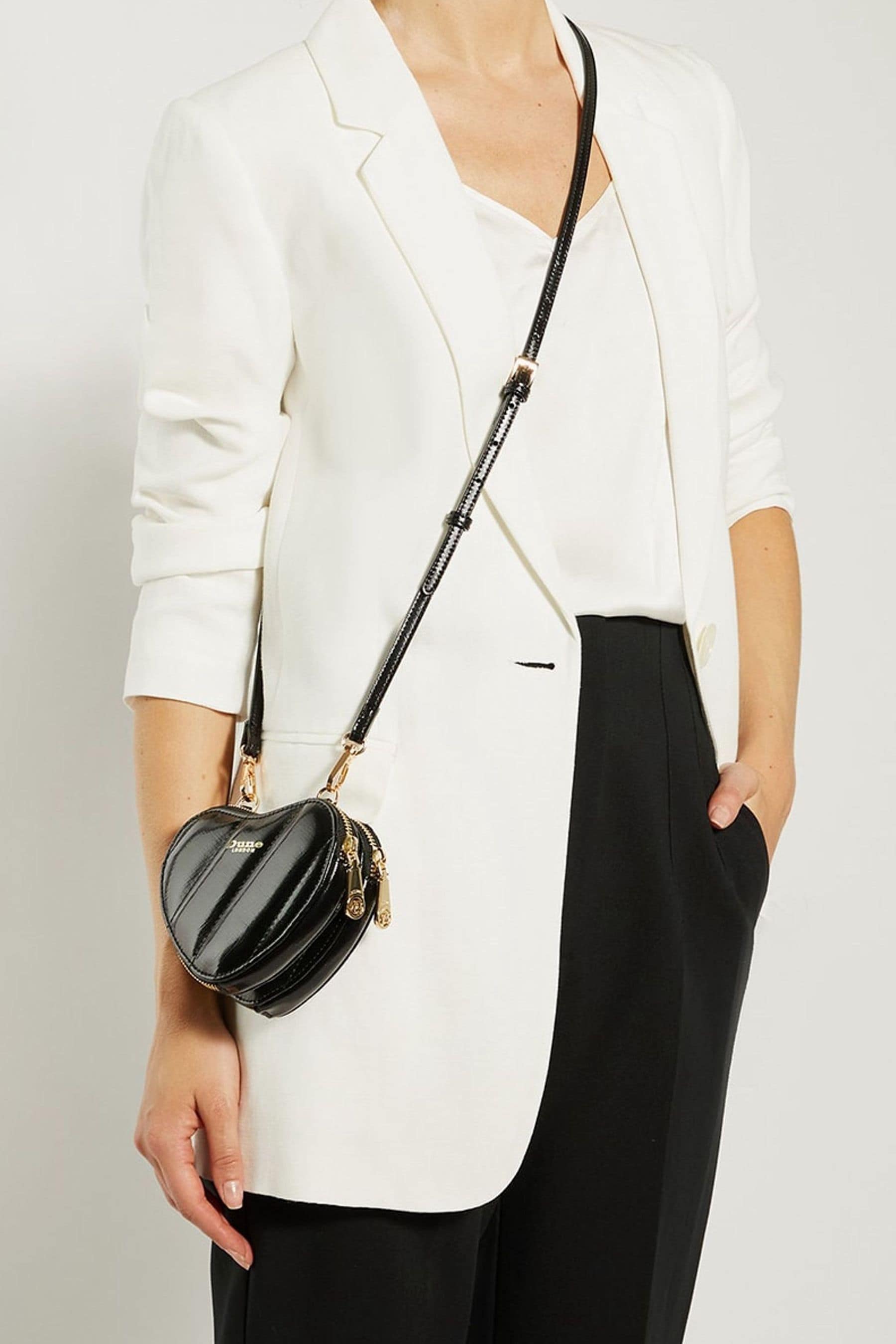 Dune London Sweetheart Micro Heart Cross body Black Bag