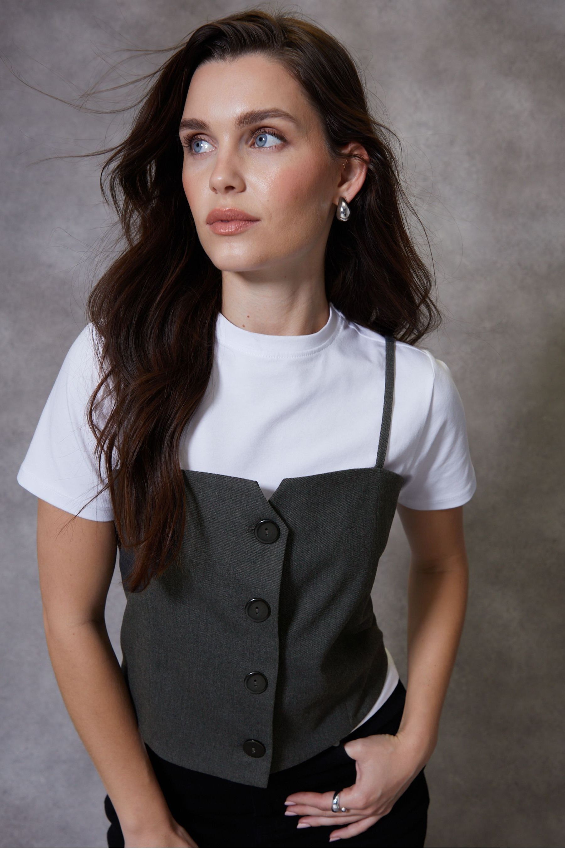 Buy Threadbare Grey 2 In 1 Waistcoat T Shirt from Next Oman