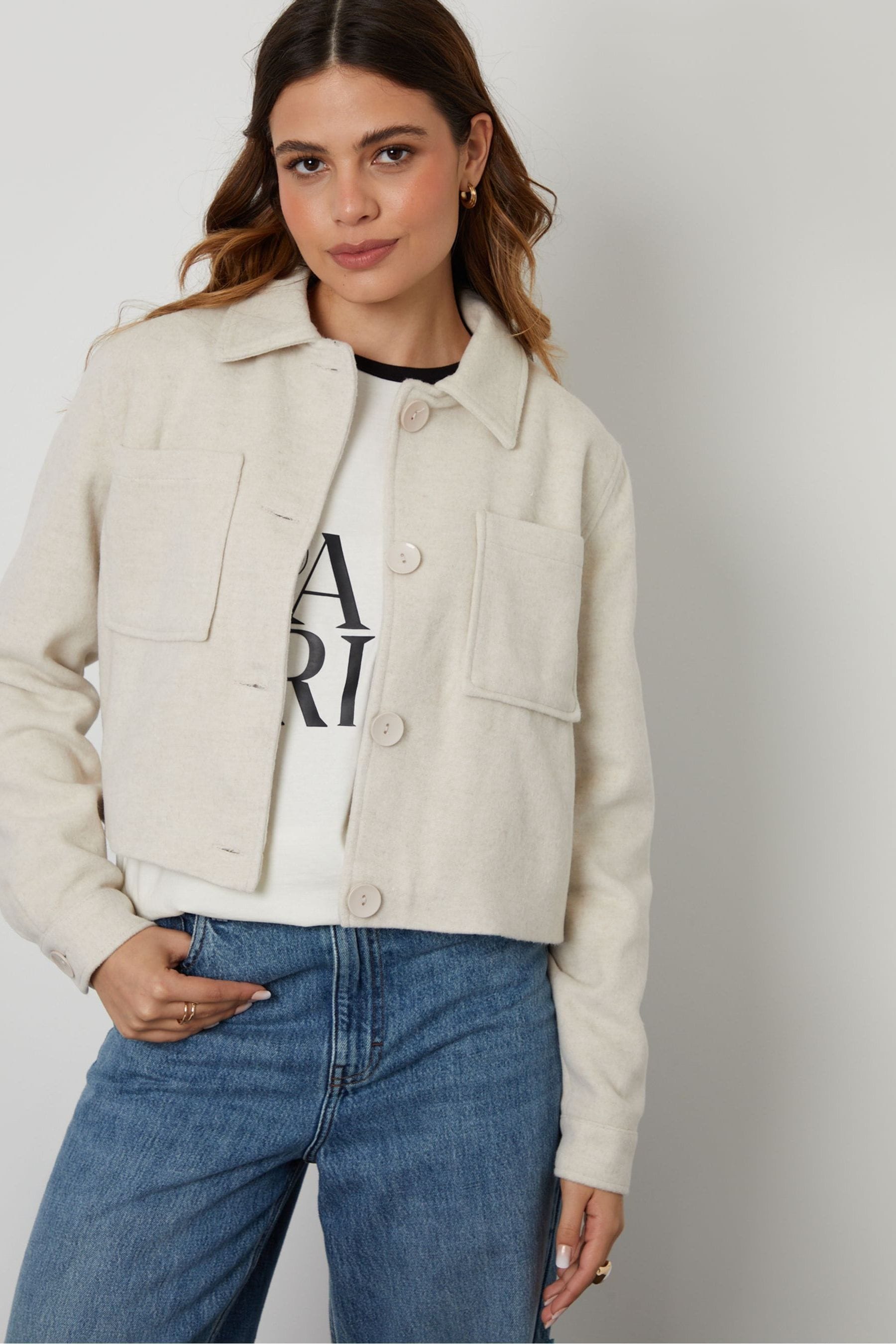 Cropped shacket on sale