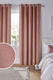 Blush Pink Matte Velvet Blackout/Thermal Eyelet Curtains - Image 1 of 10