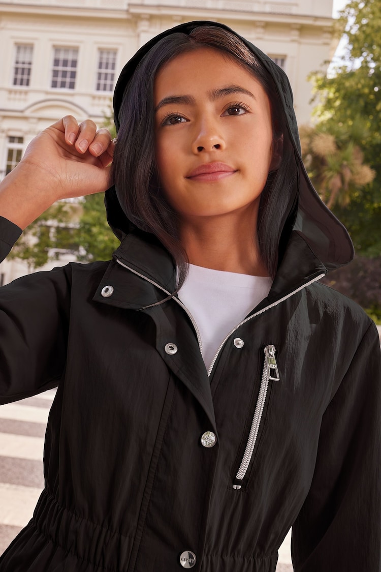 Lipsy Black Shower Resistant Lightweight Rain Coat (3yrs-16yrs) - Image 2 of 4