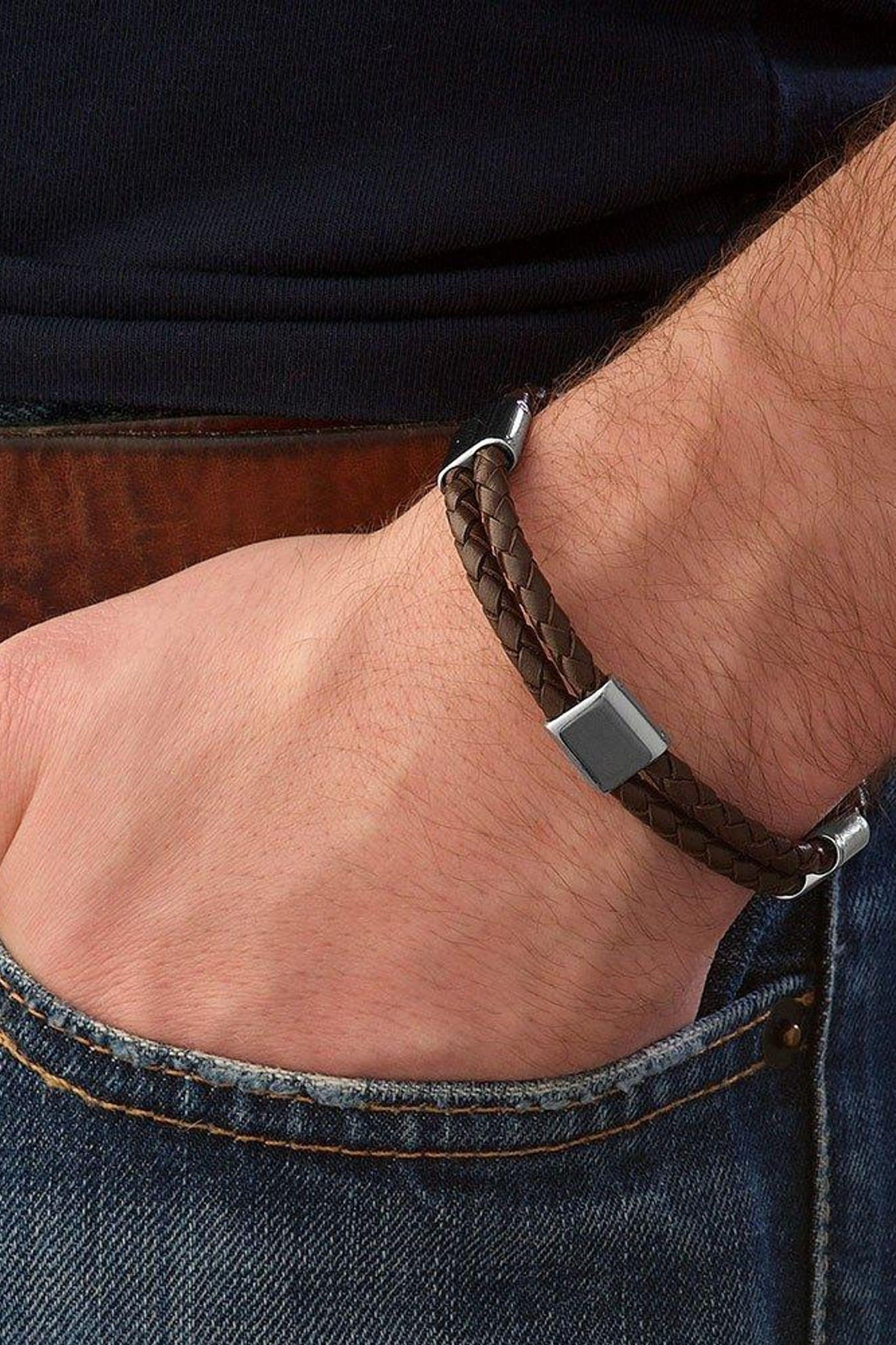 Next mens leather bracelet discount