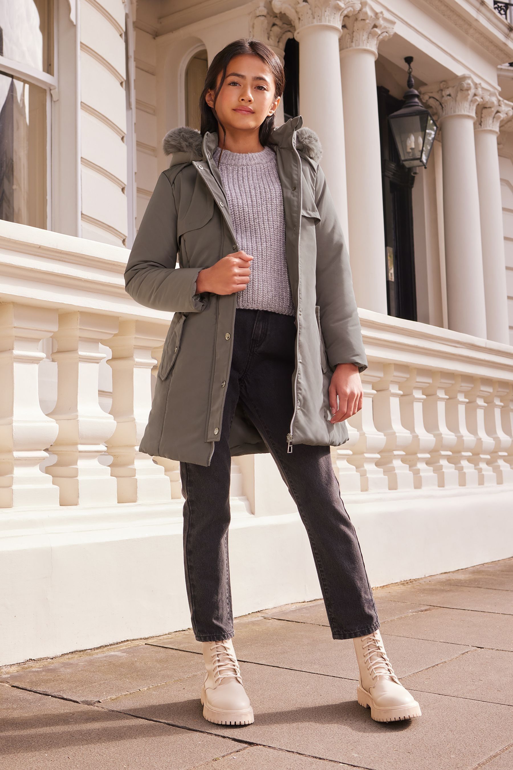 Next grey parka coat on sale