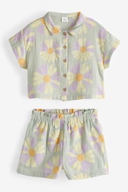 Mint Floral Print Shirt and Shorts Set (3mths-7yrs) - Image 4 of 6