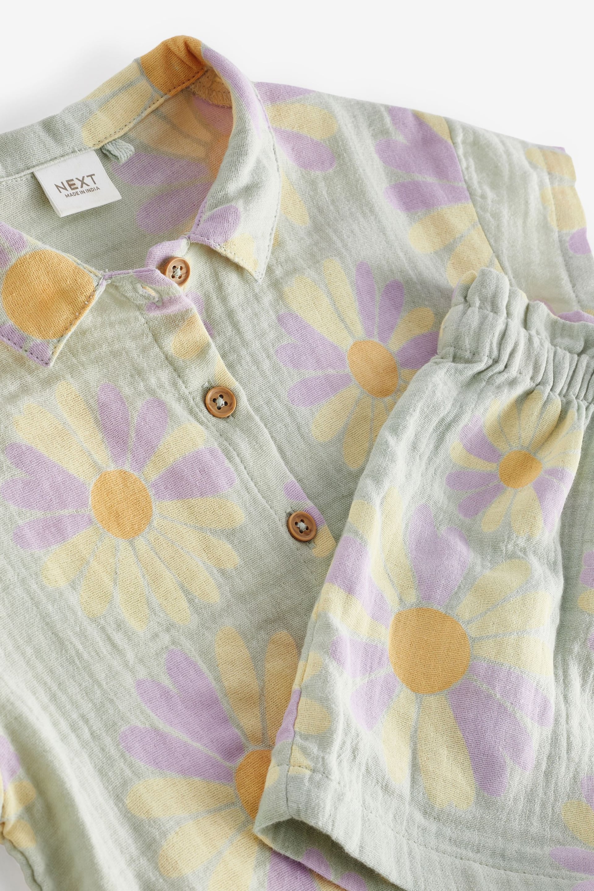 Mint Floral Print Shirt and Shorts Set (3mths-7yrs) - Image 6 of 6