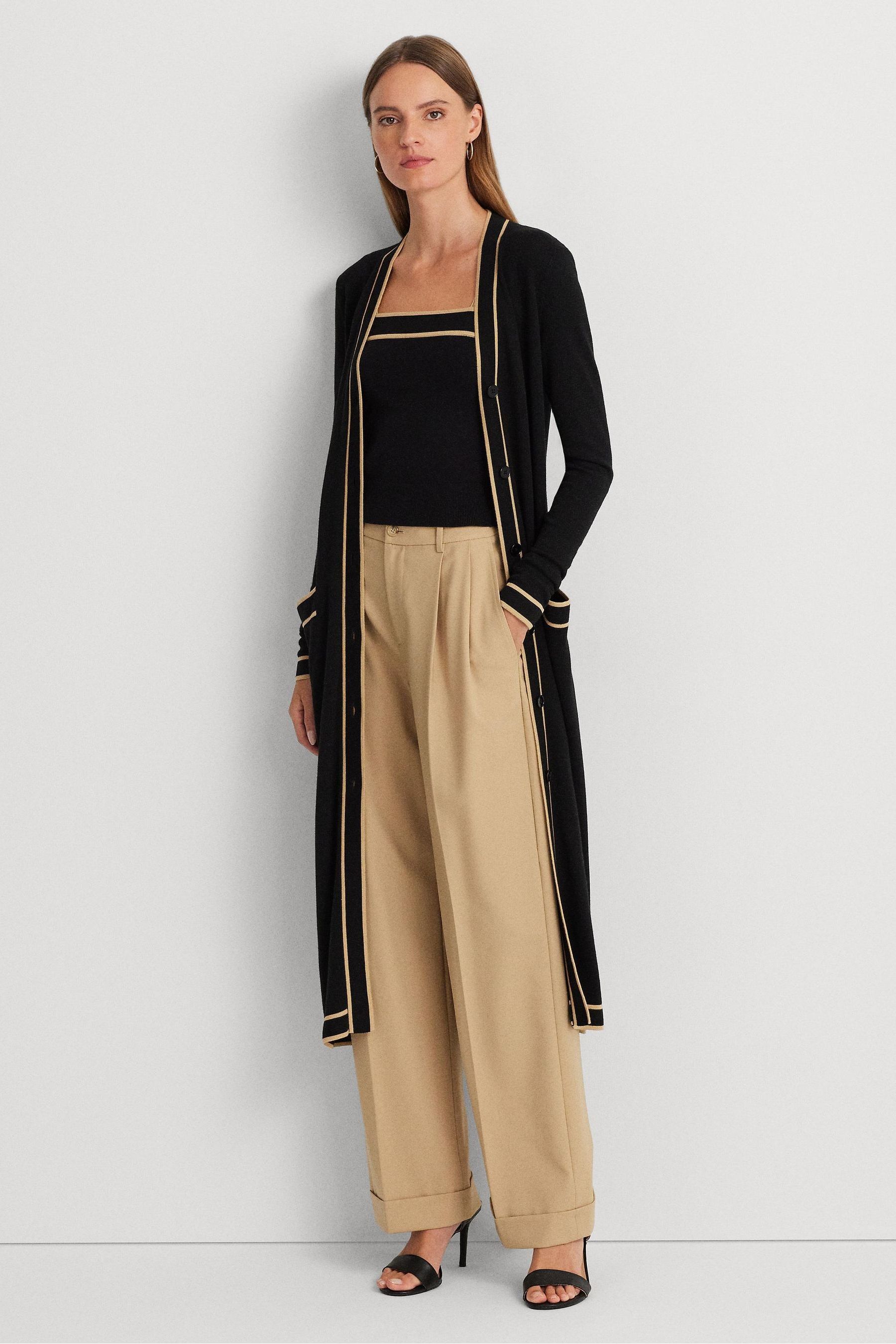 Buy Lauren Ralph Lauren Hejaji Two Tone CottonBlend Black Cardigan from Next Luxembourg