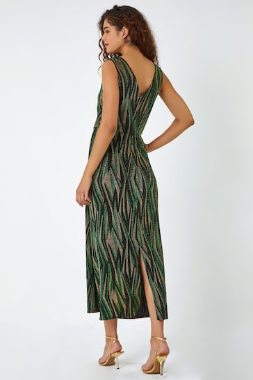 Roman Green Floral Stretch Scuba Midi Dress