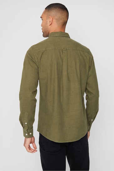 Threadbare Green Long Sleeve Soft Feel Cotton Blend Shirt