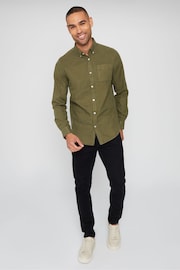 Threadbare Khaki Long Sleeve Soft Feel Cotton Blend Shirt - Image 4 of 5