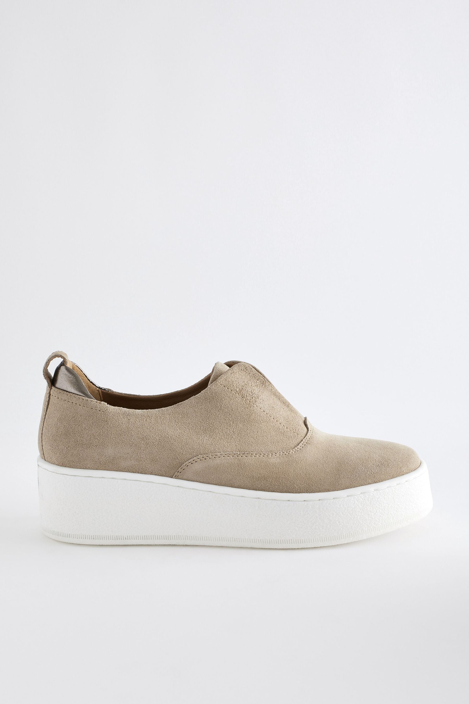 Beige platform trainers store