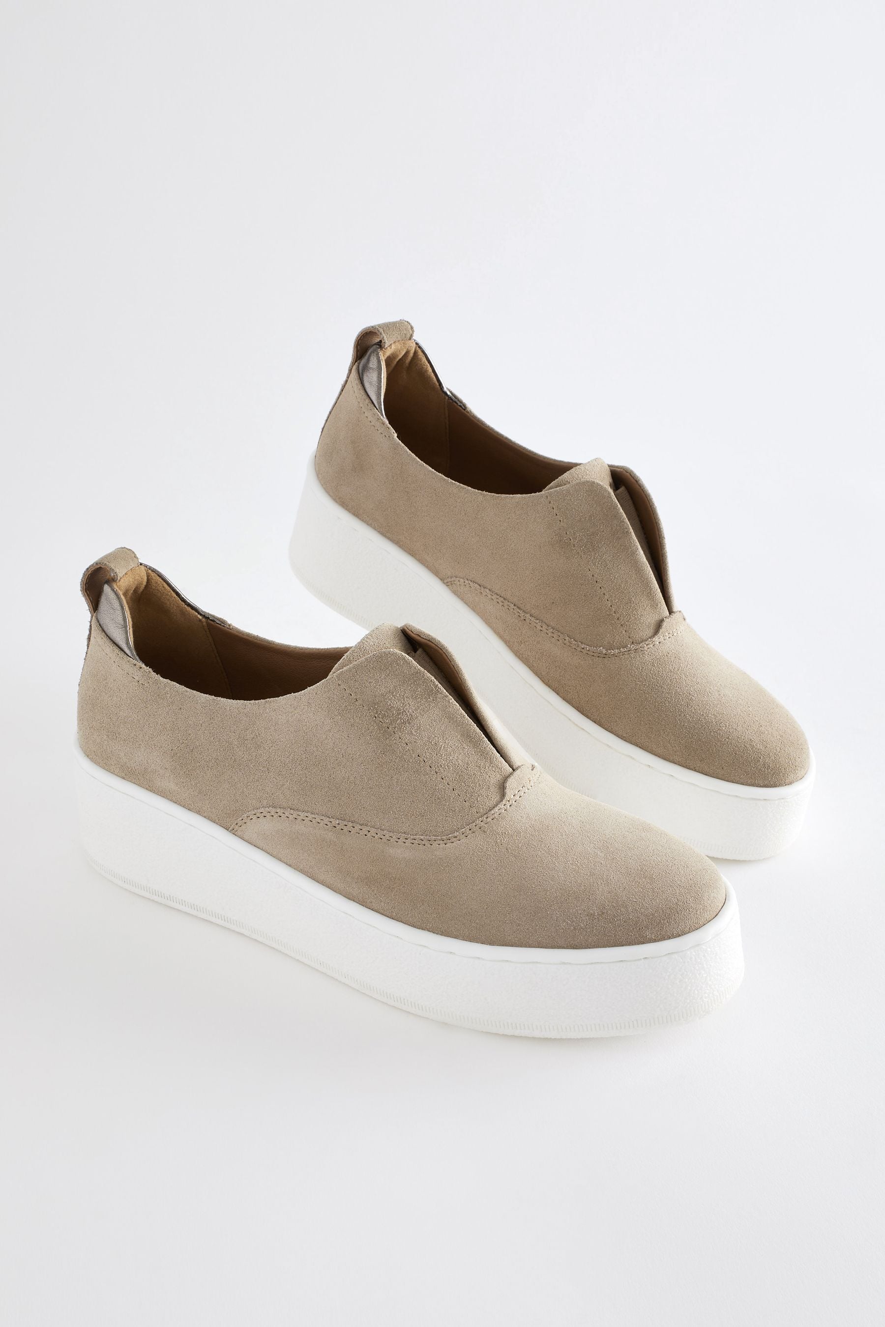Beige slip on trainers hot sale