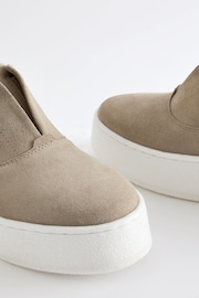Taupe Slip On Signature Forever Comfort® Leather Chunky Wedges Platform Trainers - Image 8 of 8