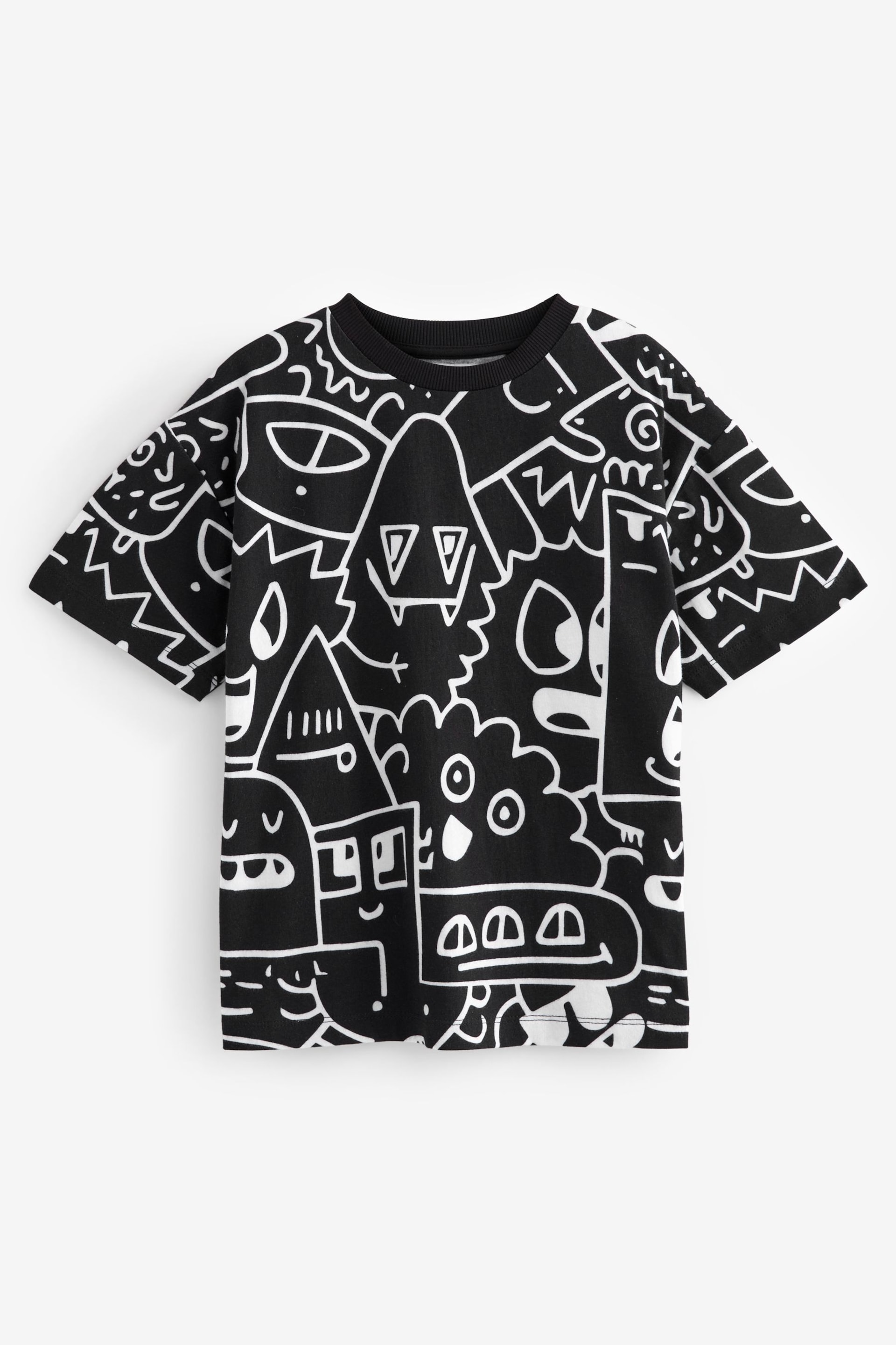 Black/White Doodle Boy Licensed T-Shirt (3-16yrs) - Image 1 of 4