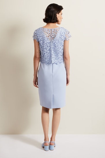 Phase Eight Blue Daisy Lace Double Layer Dress