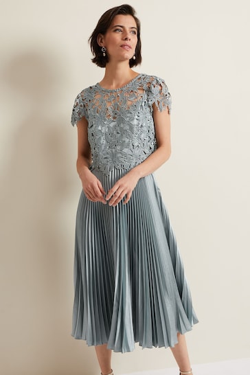 Phase Eight Grey Dana Lace Double Layer Dress