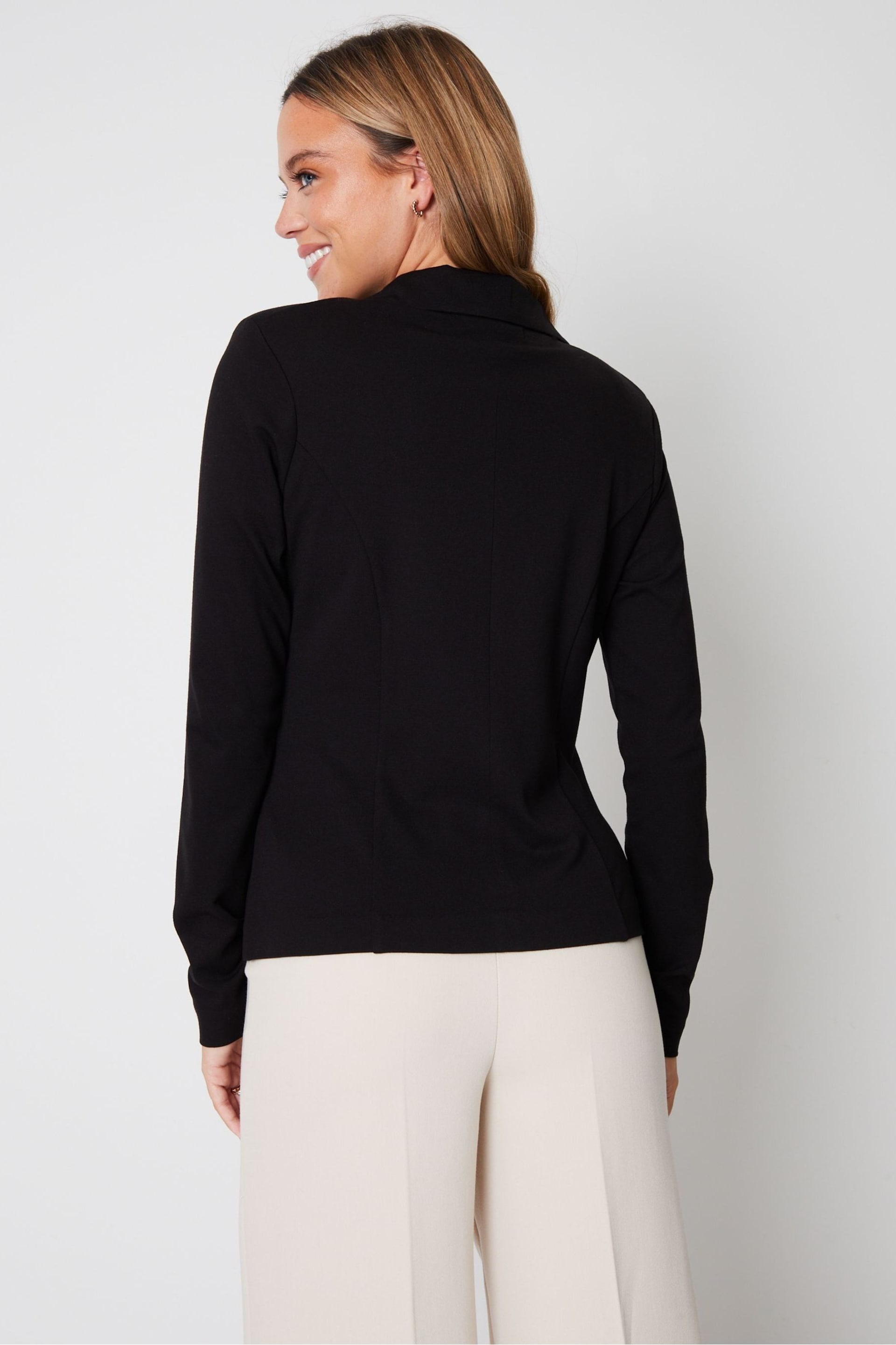 Threadbare Black Single Breasted Jersey Ponte Blazer - Image 2 of 4