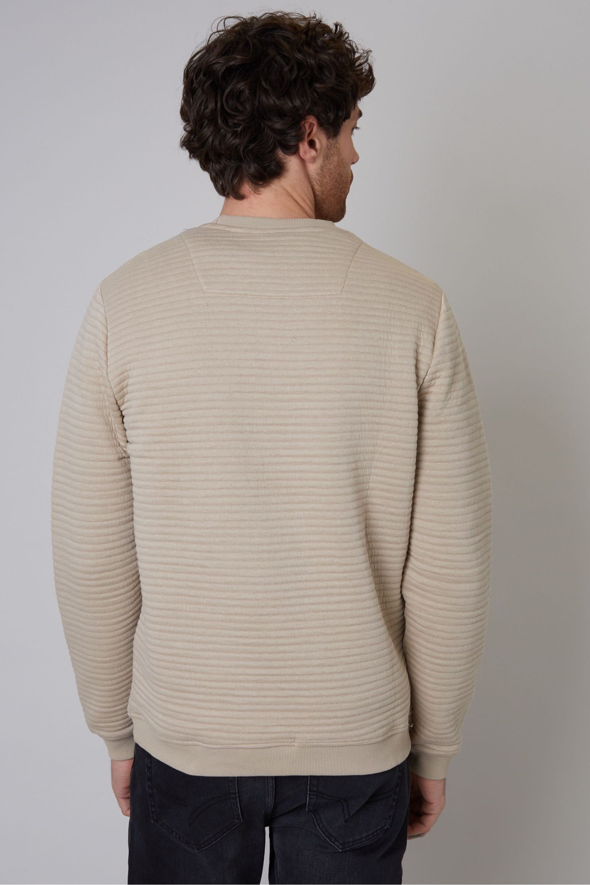 Threadbare Brown Ottoman Rib Crew Neck Sweatshirt - Image 2 of 4